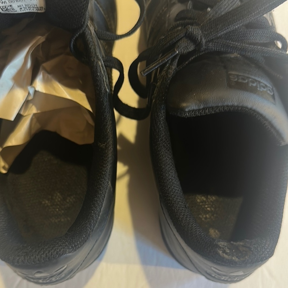 Adidas Superstar unisex Black Sneakers lace ups with side stripes size 5 1/2 - Picture 10 of 12